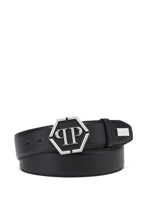 Philipp Plein Hexagon leather belt - Black