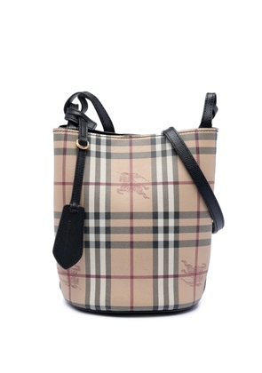 Burberry Pre-Owned 2000-2017 Haymarket Check Coated Canvas Lorne bucket bag - Neutrals
