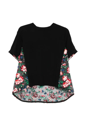 sacai floral-embroidered T-shirt - Black