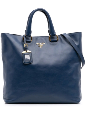 Prada Pre-Owned 2010-2025 Soft Calf Open Convertible Tote satchel - Blue