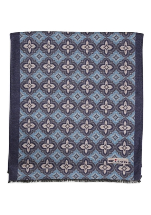 Kiton geometric-print scarf - Blue