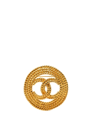 CHANEL Pre-Owned 1980-1990 Gold Plated CC Rope Brooch costume brooch