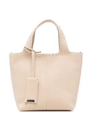 Santoni top-handle leather tote bag - Neutrals