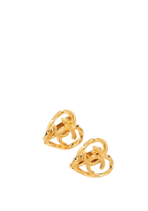 CHANEL Pre-Owned 1990-2020 Gold Plated CC Heart Clip On Earrings costume earrings