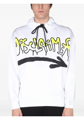 DISCLAIMER drawstring graphic hoodie - White