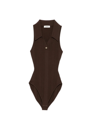 SANDRO polo-collar bodysuit - Brown