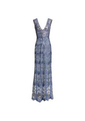 Elie Saab sequin-embellished maxi dress - Blue