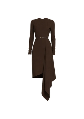 Elie Saab belted draped midi dress - Brown