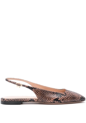 Gianvito Rossi square-toe leather ballerina shoes - Black