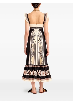 La DoubleJ Gingerbread ruffled floral midi dress - Black