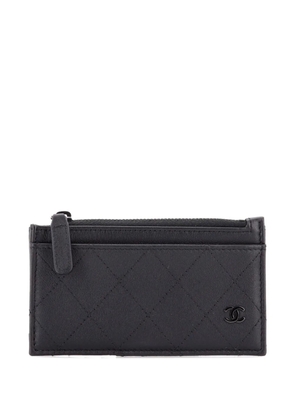 CHANEL Pre-Owned So Black CC Zip Quilted Lambskin card holder