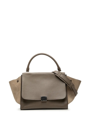 Celine Pre-Owned 2013 Medium Bicolor Calfskin and Suede Trapeze satchel - Brown