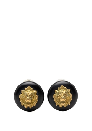 CHANEL Pre-Owned 1994 Gold Plated Resin Lion Head Clip On Earrings costume earrings - Black