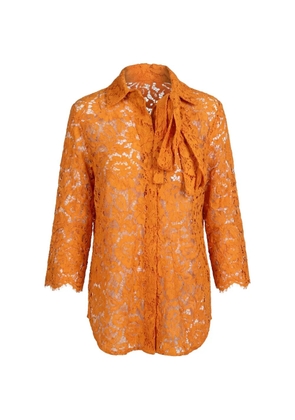 Valentino Garavani lace pussy-bow shirt - Orange