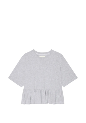 The Great. ruffled peplum T-shirt - Grey