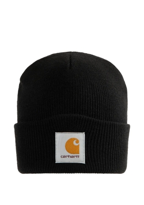 Carhartt WIP ribbed logo-patch beanie - Black