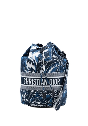 Christian Dior Pre-Owned 2021 Technical Fabric Embroidered Palm Tree Toile de Jouy DiorTravel Drawstring Pouch vanity bag - Blue
