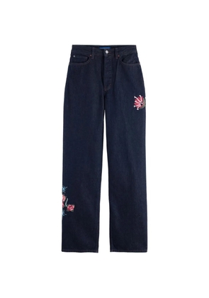 Scotch & Soda floral-embroidered jeans - Blue