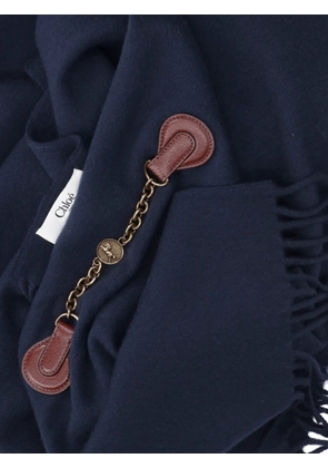 Chloé fringed chain-emebllished scarf - Blue