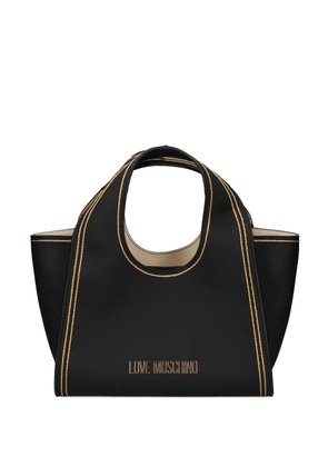 Love Moschino logo-plaque stitched tote bag - Black