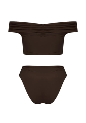 Maygel Coronel Rosy floral-detail off-shoulder bikini set - Brown