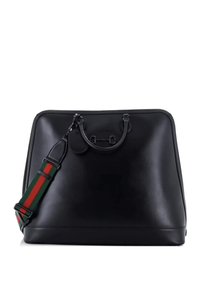Gucci Pre-Owned Horsebit 1955 Web Duffle Bag Leather Large travel bag - Black