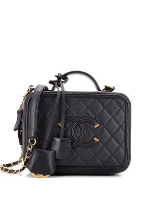 CHANEL Pre-Owned Filigree Vanity Case Quilted Caviar Medium satchel - Black