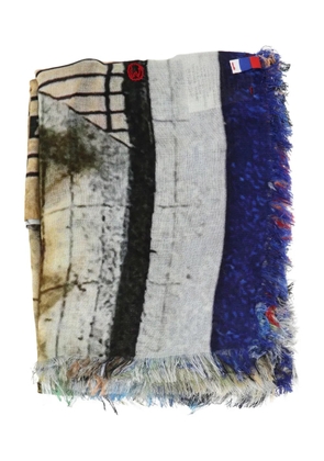 TALKING WALLS fringed scarf - White