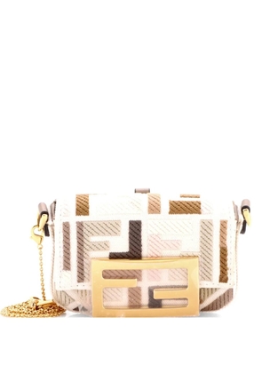 Fendi Pre-Owned Chain Baguette Charm Bag Zucca Embroidered Canvas Nano crossbody bag - Multicolour