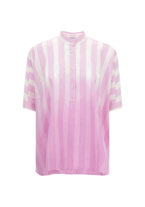 Nude striped mandarin-collar shirt - Pink