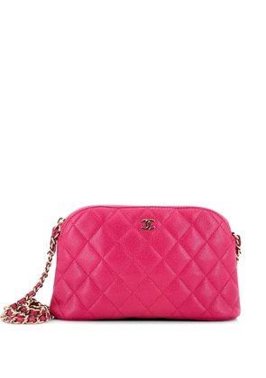 CHANEL Pre-Owned CC Dome Zip Clutch with Chain Quilted Caviar Small shoulder bag - Pink