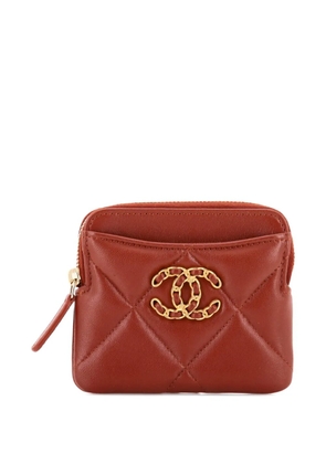 CHANEL Pre-Owned 19 Square Zip Around Card Holder Wallet Quilted Lambskin small wallets - Brown