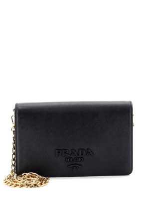 Prada Pre-Owned Monochrome Wallet on Chain Saffiano Leather Mini crossbody bag - Black