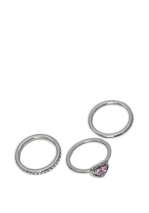 Coach heart-cut crystal-embellished rings (set of three) - Silver