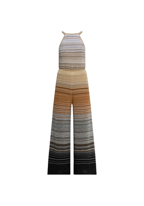 Akep striped-pattern halterneck jumpsuit - Neutrals