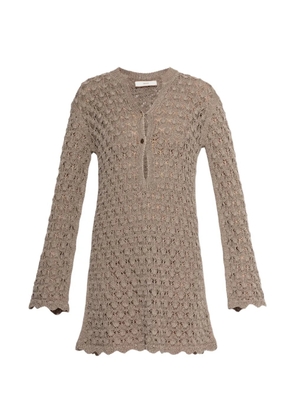 Akep openwork mini dress - Brown