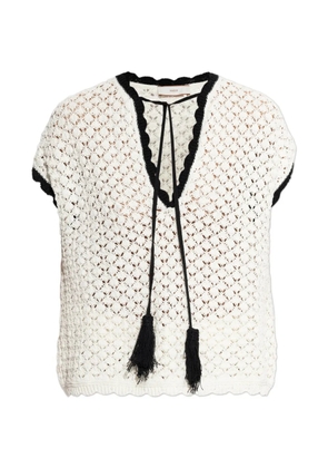 Akep contrasting-edges crochet blouse - White