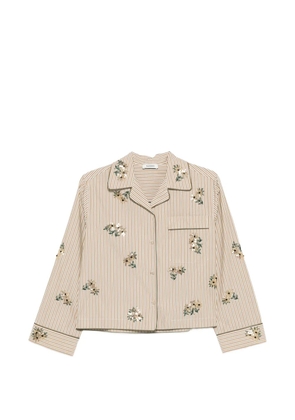 SANDRO floral-details stripe-pattern shirt - Neutrals