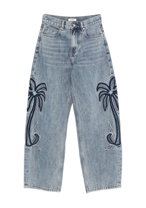 SANDRO palm-embroidery jeans - Blue