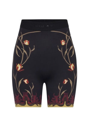 Marine Serre flowers-printe mini shorts - Black
