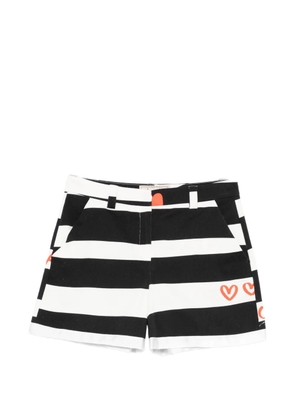 alessandro enriquez striped heart-detail shorts - Black