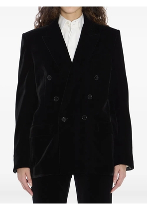 Saint Laurent Cassandre double-breasted velvet jacket - 1000 BLACK