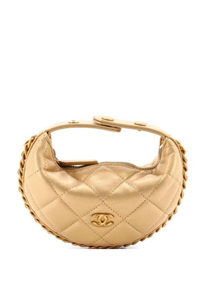 CHANEL Pre-Owned Chain Around Pouch Quilted Lambskin Extra Mini hobo bag - Gold