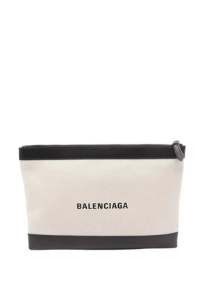 Balenciaga Pre-Owned 2010-2026 M Canvas Navy Clip clutch bag - White