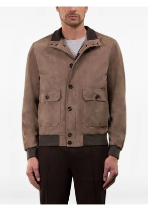 Moorer Carlos-Ur flap-pocket suede jacket - Brown