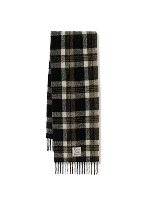 Benetton check-pattern fringed scarf - Black