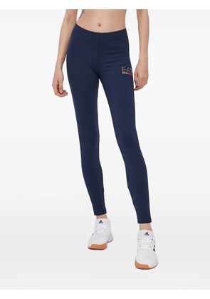 Ea7 Emporio Armani rhinestone logo leggings - Blue