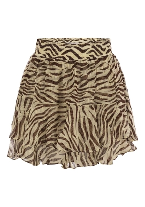 MC2 Saint Barth Eivissa zebra-print ruffled mini skirt - Neutrals