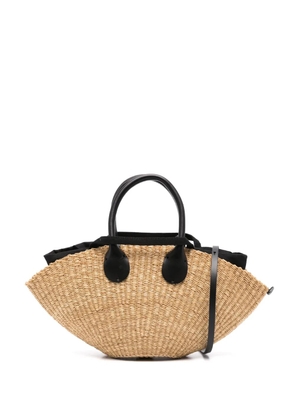Muun trapeze straw tote bag - Black