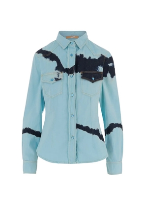 DON'T @ ME tie dye buttoned shirt - Blue